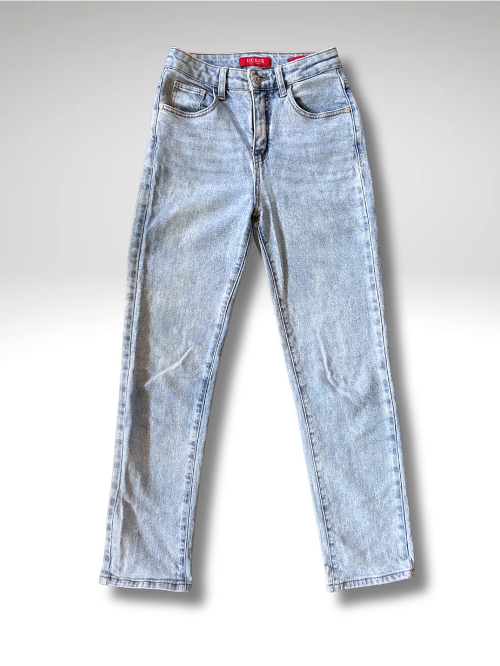 GUESS High Rise Straight Jeans 25x28 Light Wash 90s Y2K Denim
